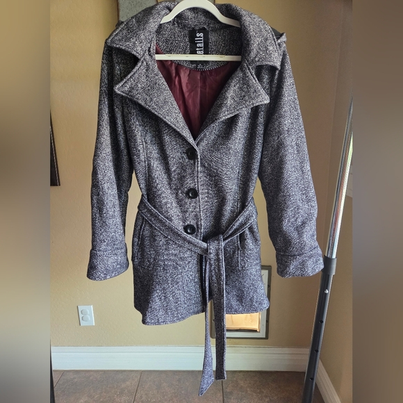 Women's Gray Pea Coat - Picture 2 of 5